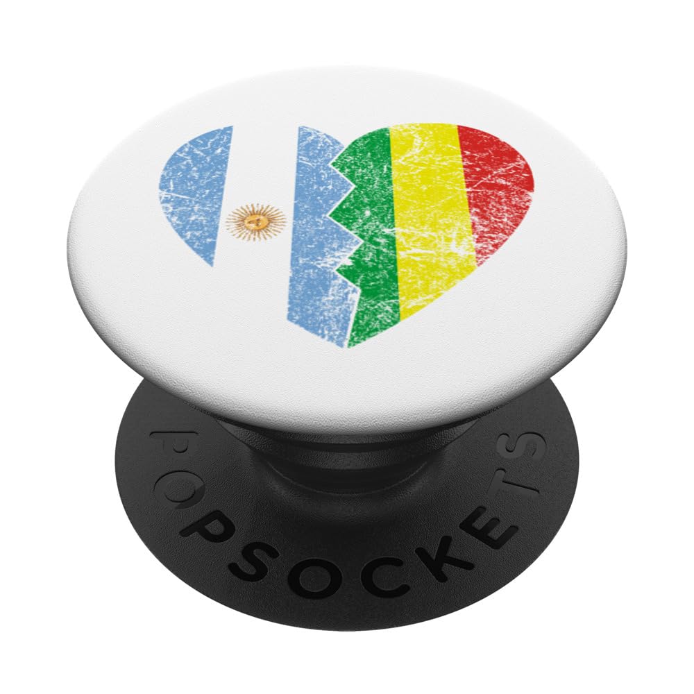 Bolivian Argentinian Flag Heart | Argentina Bolivia Roots PopSockets Swappable PopGrip