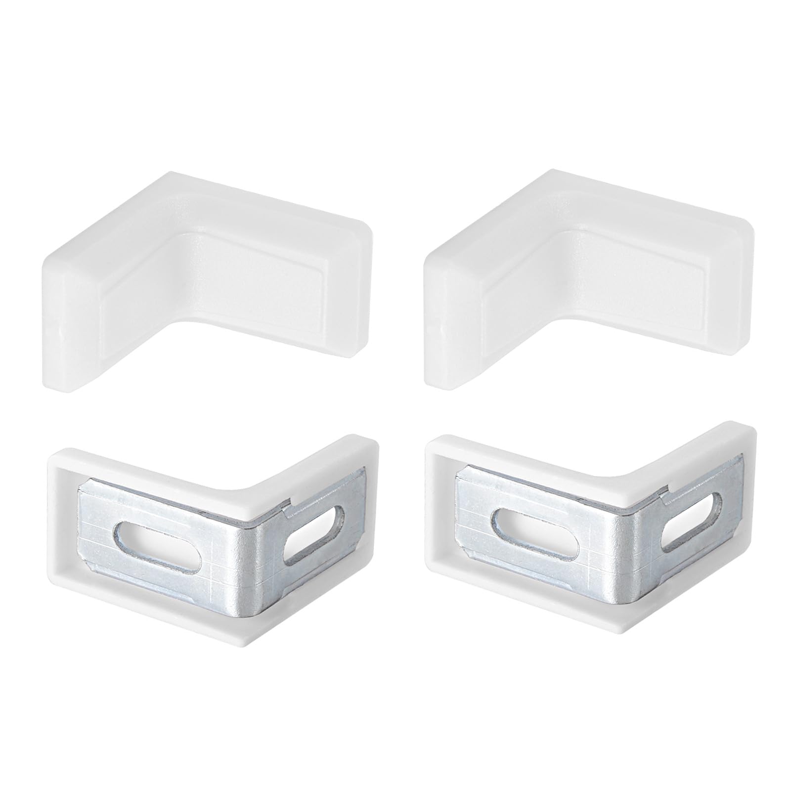 DTGN 29x29x18mm(LxWxH) Plastic Corner Brackets -8Pack - Good for Furniture Repairing - 2 Holes L Shape Right Angle Brace - White