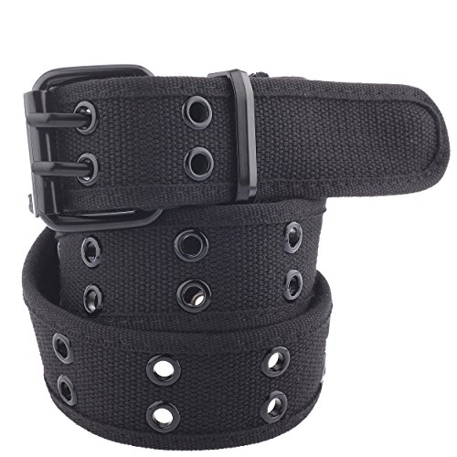 Unisex Two-Hole Canvas Belt - Available in 13 Colors (WB-211)(2XL, Black)