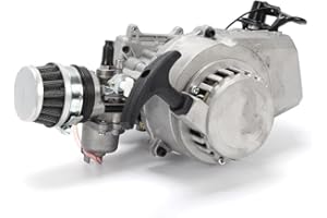 BAZARGAME 49cc 2-Stroke Engine Motor Air-Cooled Single-Cylinder Hand-Start Engine Motorbike Engine Motor 1.3Hp Petrol Motorbike Engine For Pocket Mini Pit Buggy Atv Scooter