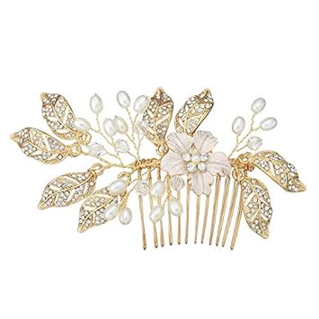 Electroprime 1x Leaf Hair Comb Wedding Hair Jewelry Handmade