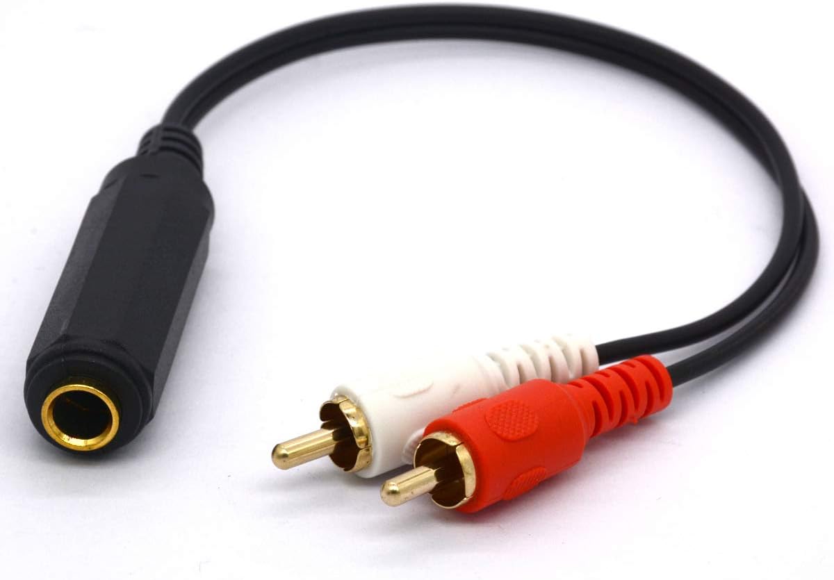 HUHANGGod 6.35mm to RCA Splitter Cable, Gold Plated 6.35 TRS Female to Dual RCA Male Stereo Audio Adapter Lead (25cm) - Image 5