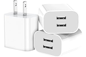 YTFCYIKBG 3 Pack USB Wall Charger, Dual Port Plug Adapter for Wall Outlet Charging Block, USB Power Adapter for iPhone 14/13/12/11 Pro/Pro Max, XS/XR/X, Galaxy, Pixel, Moto and Android Phones (White)