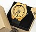 Viable Harvest Men’s Wood Watch, Unique Sundial Design, Natural Bamboo , Genuine Leather and Gift Box (Black)