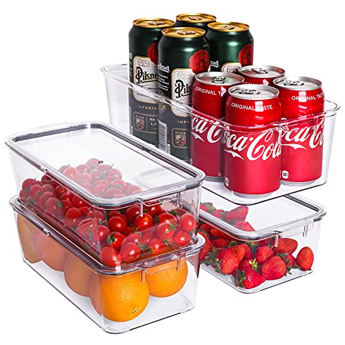 Aimacro Stackable Clear Refrigerator Organizer Bins with Sealing Lid, Smell Proof and Keep Fresh