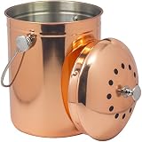 Sorbus Stainless Steel 1 Gallon Compost Bin Copper Countertop Container for Indoor Use and Gardening With Extra Odor Absorbing Filter