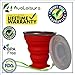 AVALEISURE Collapsible Silicone Travel Cup - The Genuine 10oz Foldable Drinking Mug with Lid, BPA Free, Water, Coffee, Tea, Snacks for Hiking, Camping, Picnic (Navy.Red.Green.Yellow)