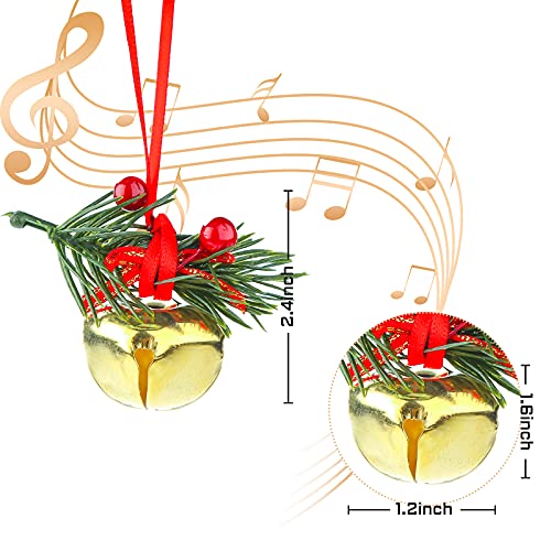 MCPINKY Christmas Bells, 30PCS Craft Bells Jingle Bells with Holly Leaves Berries for Gift Wrapping Christmas Tree Decor