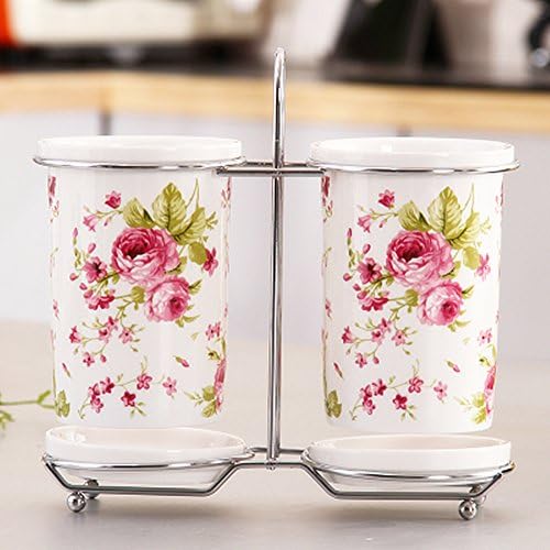 Huayoung Set of 5-pcs Ceramic Flatware Organizers for Forks, Spoons, Knives, Chopsticks Kitchen Flatware Caddies (B)