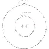 RMOYI Gold Jewelry Set for Women, Dainty 14K Gold/Silver Plated Pearl Necklace and Earring Set with CZ Diamond and Pearl Drop Earrings, Bracelets, Choker Necklace - Wedding Bride Jewelry