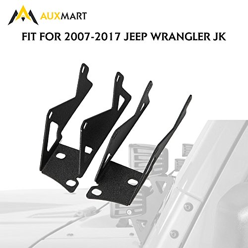 AUXMART A-pillar Mounting Brackets for LED Light Bar Work lights Fog lights Fit Jeep JK Wrangler 2007-2017 (1 Pair)