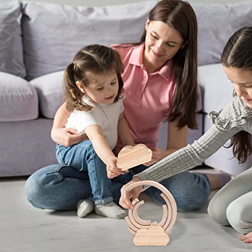 Natural Wooden Rainbow Stacker Toy Rainbow Wooden Stacker