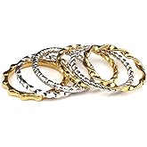 Dorriss Dainty Rings for Women 6 PCS Chunky Twist Simulated Cross Designs Gold Silver 18K Plated Stacking Thumb Ring Stainless Steel Size 6-9