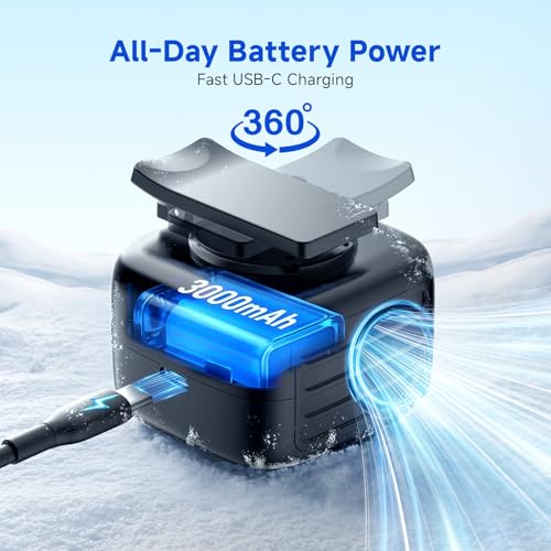 Slientspin Ventilador Portátil Cintura, Ventilador Portátil de Cuello Recargable, Batería 3000mAh 10H Autonomía, 3 Velocidades 14500RPM, para Senderismo,Exteriores,Trabajo -Ventilador Enfriamiento
