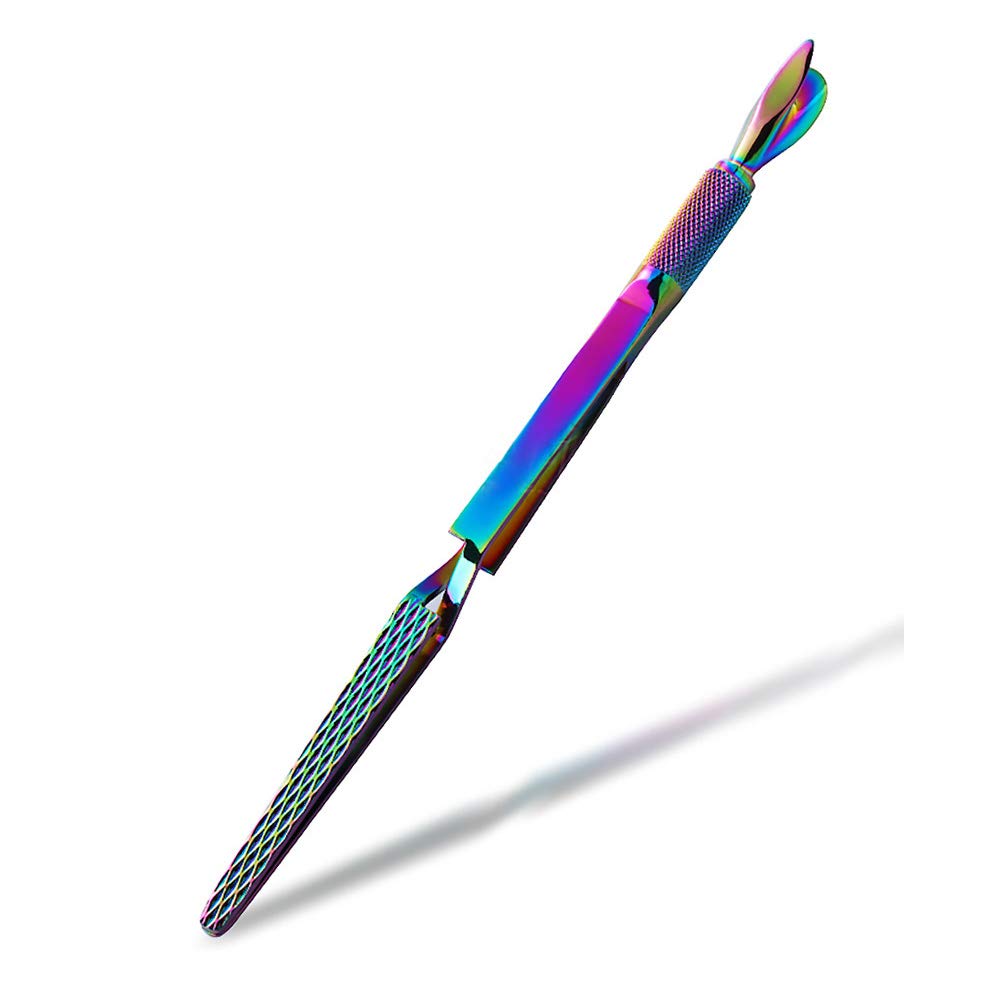 SILPECWEE 1 Pcs Colorful Stainless Steel Nail Art Pincher Cuticle Pusher False Nail Shaping Tweezers Multi-Function Manicure Tools : Beauty