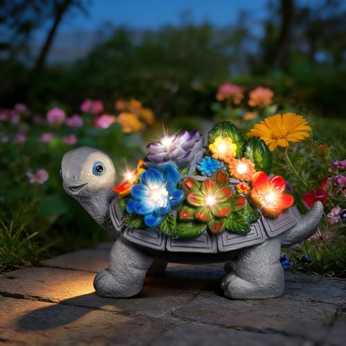 Linkax Turtle Statues Solar Garden Decor