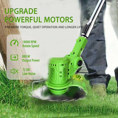 Electric Weed Wacker Battery Powered,Cordless Weed Eater with Wheels | 3-in-1 Itoolmax Grass Trimmer & Stringless Brush Cutter with 3 Types Blades and 2 Pack 4.0 Ah Batteries for Yard Lawn