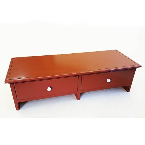 Amazon Com Wood Dual Monitor Stand With Drawer And Cubby Handmade