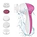 Facial Brush, Facial Cleansing Brush, FlatLED 5 in 1 Multi-Function Portable Facial Brush, Waterproof Face Brush Skin Care Electric Massager for Deep Cleansing, Massaging, Gentle Exfoliating, Removing