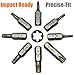 Specialty Heavy Duty 1 Inch STAR HEAD IMPACT SCREWDRIVER BIT SET For Torx Screws Multi Size Pack T8 T9 T10 T15 T20 T25 T30 T40 Hi Torque Hex 1/4 Small Metric Durable S2 Steel Hand Power Drill ScrewGun