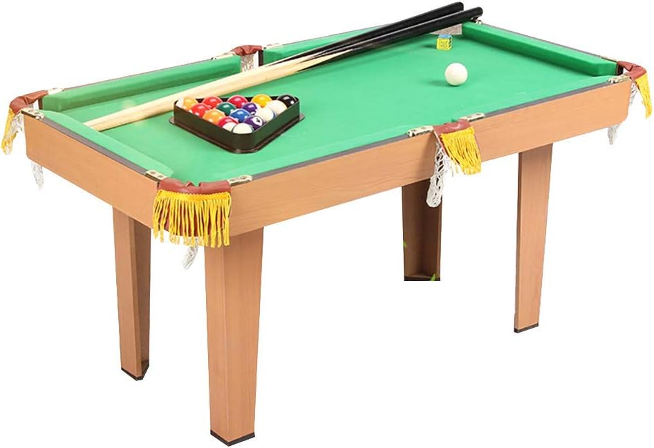 Tables Snooker table Kids pool table Mixed wood fiber Solid wood club Screw fixing Safe and secure Non-toxic Real scale reduction Gift for children Tables (Color : Green, Size : 93 * 52 * 47cm)
