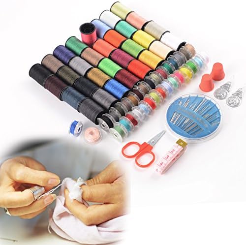 NeeJee Sewing Kit Thread Threader Needle Tape Measure Scissor Thimble Set-Pack of 100
