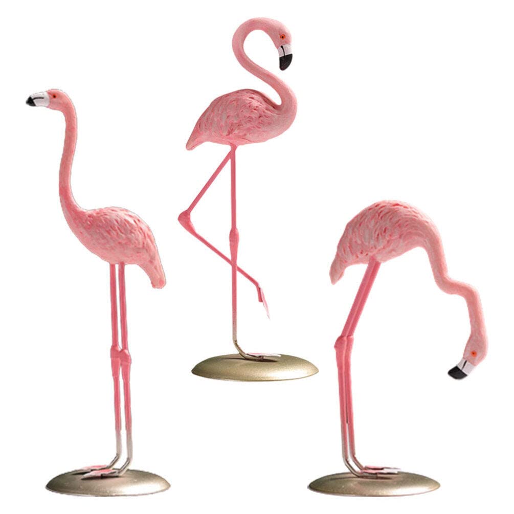 Abaodam Pink Flamingo Ornament 3Pcs Flamingo Statue Pink Resin Figurine Statue Tabletop Decor Sculpture Table Centerpieces Ornaments Resin Figurines