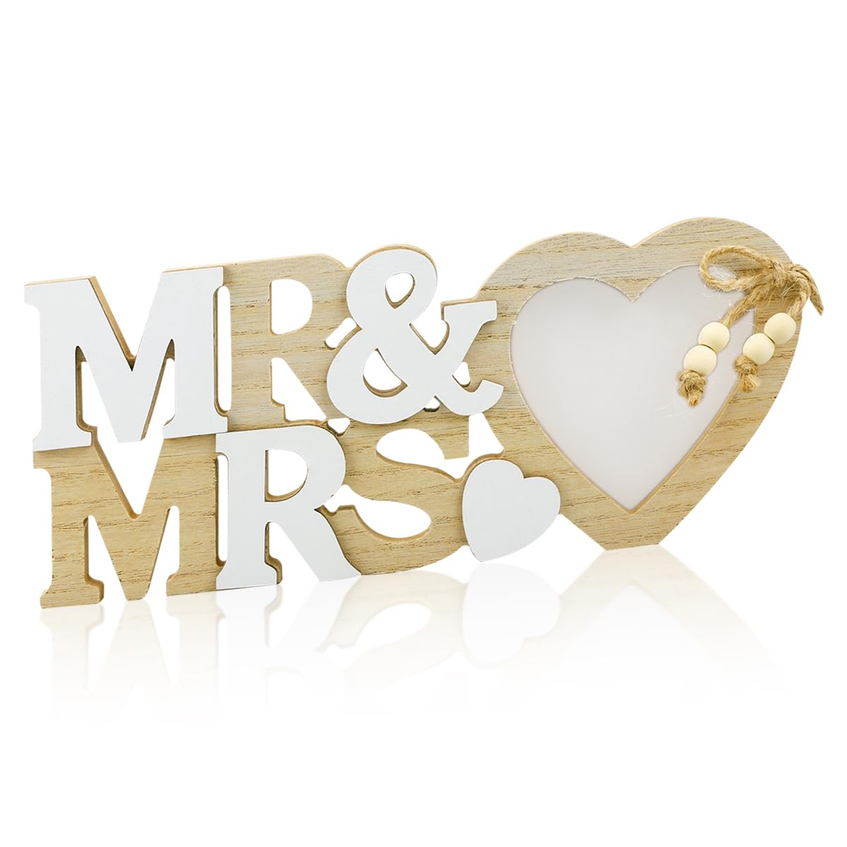 GLADFRESIT Mr & Mrs Wedding Picture Frames Wooden Love Photo Frame crafts Personal Photo Frame Romantic Gifts Creative home decor for Wedding Anniversary Small Ornaments Decorations(B)