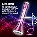 1byone Wireless Microphone Speaker for Karaoke with Bluetooth, TF / Micro SD Card Support, LED Lights, Echo Voice Effects, and Integrated Battery - Pink
