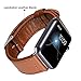 Jisoncase 42MM Apple Watch Band Genuine Lambskin Leather iWatch Replacement Watchbands with Classic Buckle for Apple Watch Sport Edition, Brown (For 42MM Version)