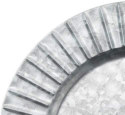 Circleware 92980 Set of 4-13" Steel Silver Charger Plates, Classic Round All Occasion Entertainment Dinnerware Dishes, Limited Edition Home Food Service Decor, 4-pack, Galvanized-Ribbed