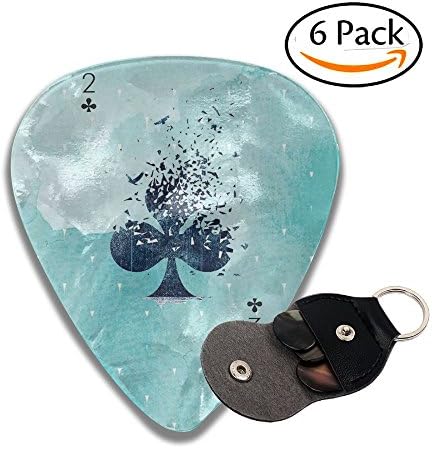 Playing Card Celluloid Guitar Picks 6 Pack Includes Thin, Medium &amp; Heavy Gauges