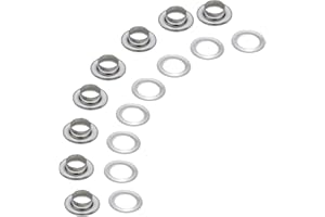 MEGOTO 140 Sets 5/16 Inch Sewing Grommets Eyelets Stainless Steel with Washers for Shoes, Bead Cores, Clothes, Leather, Canvas, Banner (8mm Silver)