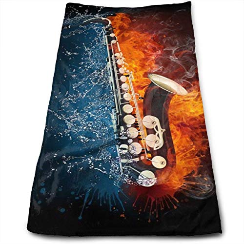 Water and Fire Saxophone.jpg Towels Multi-Purpose Microfiber Soft Fast Drying Travel Gym Home Hotel Office Washcloths