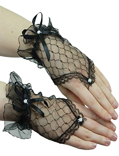 Yummy Bee Womens Lace Short Fingerless Costume Gloves Party