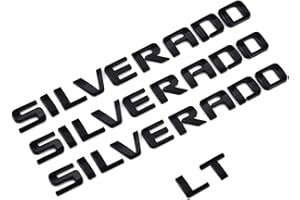 KINGBOO 3D Raised Tailgate Insert Letters Rear Badge Emblems, 3M Adhesive Nameplate Decals Replacement for Truck Decoration Letter Emblem Replacement for Silverado Lt 1500 2500Hd 3500Hd (Matte Black)