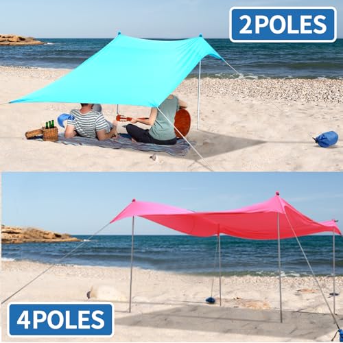 JAICOM Tenda da spiaggia, 2.1m x 2.1m Parasole Portatile, Protezione UV UPF 50+, Adatto per l'ombra in Spiaggia, il Campeggio, la Pesca e il Patio