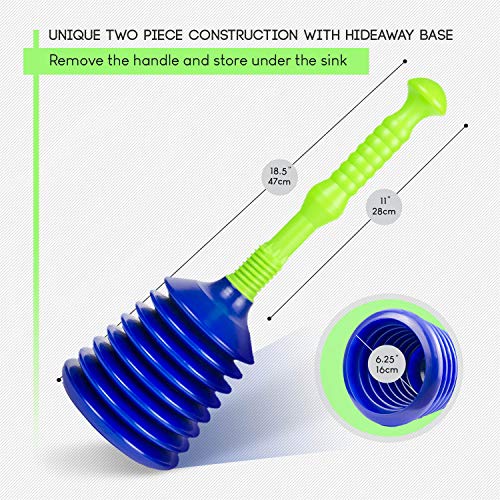 Luigi's Large Sink and Drain Plunger for Kitchens, Bathrooms, Sinks, Baths, Waste Pipes and Showers. Heavy Duty, Powerful, Commercial Style 'Plumbers Plunger' with Large Bellows