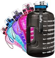 QuiFit 3.78/2.2 Litre Motivational Water Bottle - with Strainer & Time Marker,Fruit Infuser Travel Water Jug for Outdoors...