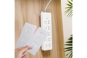 Adhesive Mounting Clips for Power Strips, No-Drill Wall Fixed Bracket with Removable Hook Design