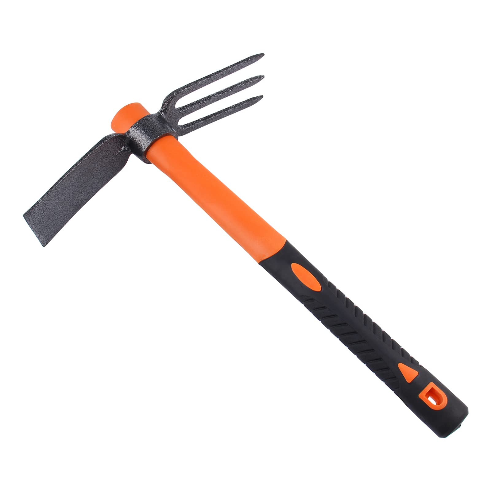 LUBAN Double Hoe with Heavy-Duty Forged Adze and Ergonomic Non-Slip Handle 38.5mm/15inch Double Head Rake for Gardening Hunting Outdoor Landscaping