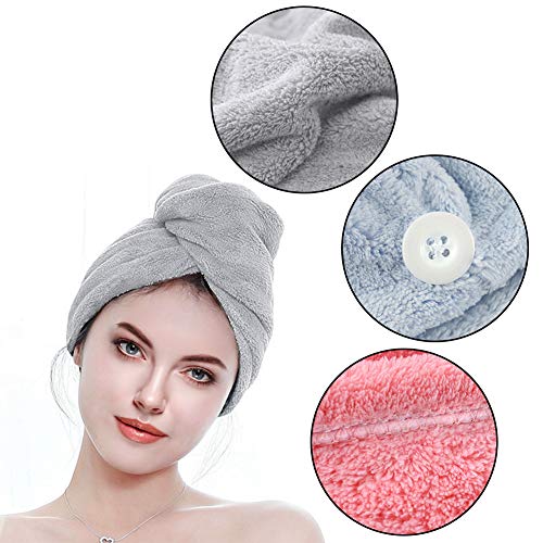 Microfiber Hair Towel Wrap, 3PCS Hair Towel Wrap Quick Dry Hair Drying Towel, Rapid Drying Hair Towel (3 Colors)