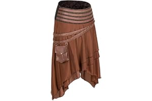 COSWE Women's High Waist Black Steampunk Gothic Asymmetrical Swallowtail Skirt M-5XL