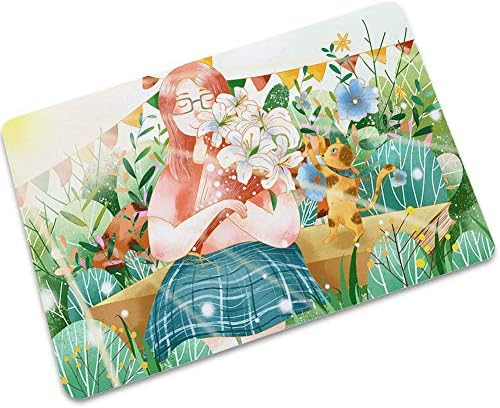 Elsaone Non-Slip Doormat Rubber Indoor Outdoor Kitchen Floor Rug Hello Doormat Large Small Inside Outside Front Door Mat Bathroom Mat Cartoon Sunshine Girl 40 x 60 cm