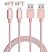 Lightning Cable, GOOLEEN 2 Pack 6ft Nylon Braided Long 8pin USB Cord Charging Cable For iPhone 6s,6s plus,6 Plus,6, iPhone 5,5C,5S,SE, iPad Air,Mini, ini2, iPad 4, iPod 5,and iPod 7. (Rose Gold)