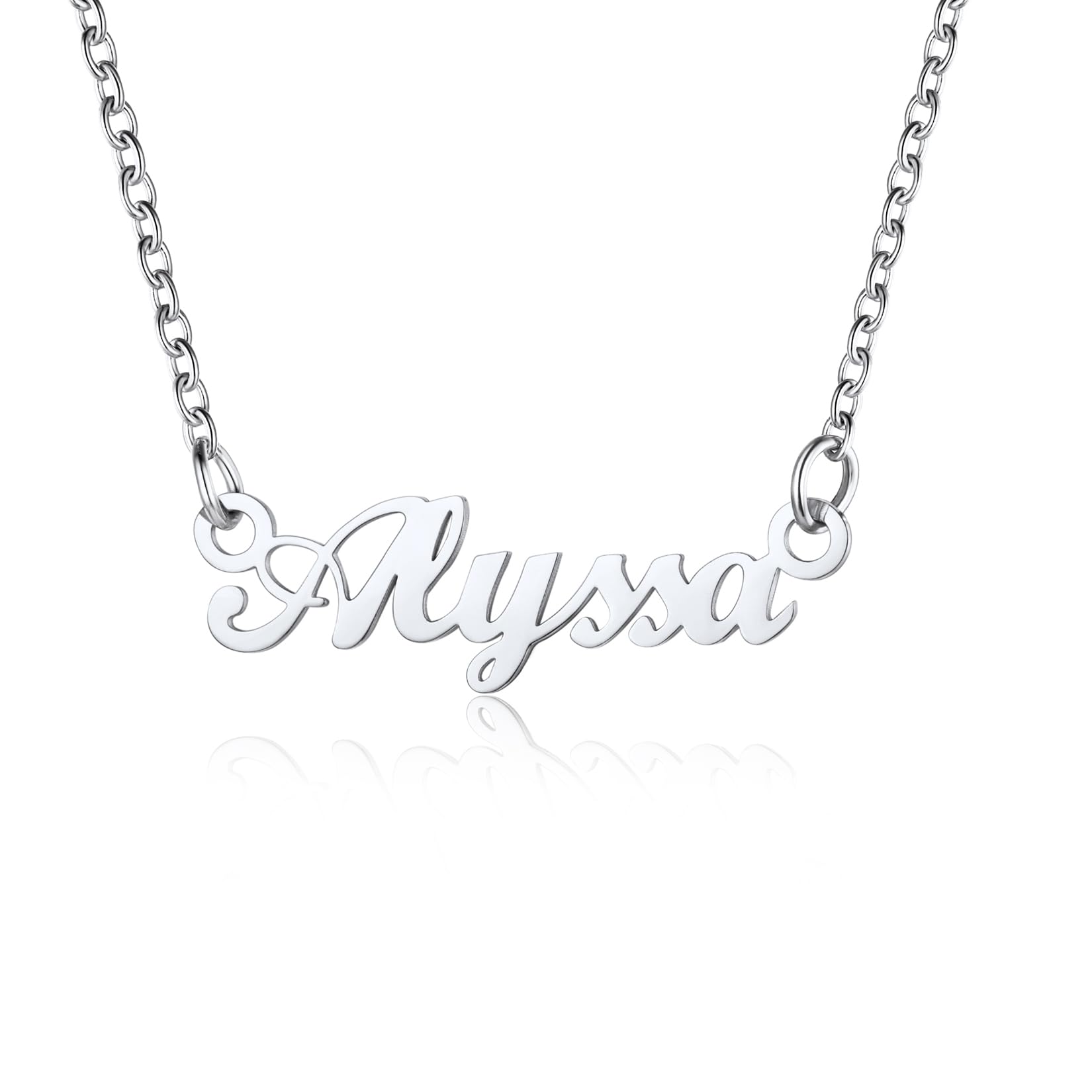 U7 Personalised Necklace For Women Alyssa Name Pendant Custom Necklaces — image 1