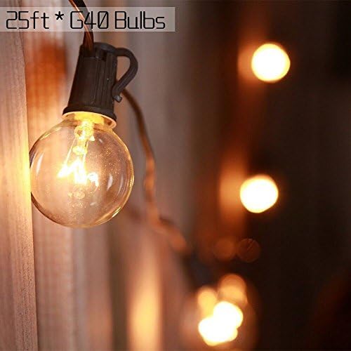 Outdoor String Lights, Chenci 25ft G40 Outdoor String Light Bulbs , Waterproof String Lights, For Indoor & Outdoor Décor, Wedding Light, Backyard Light, Perfect for Christmas Gift ,Patio, Cafe, Yard, Home, Garden, Festoon Party Decoration