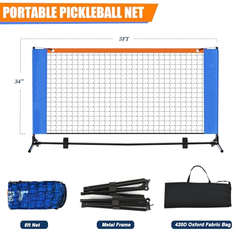 Lboylove® 5Ft Mini Portable Pickleball Net, Small Practice Net For Driveway, Outdoor And Indoor, Equipment Dink Training Aid, Quick Set Up Design, Lightweight Durable