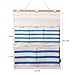 Homecube Linen Cotton Fabric 5 Pockets Wall Door Cloth Hanging Storage Bag Home Organizer (Navy Stripe)
