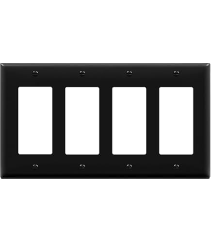 EDA 4 Gang Slim Line Black Wall Light Switch – 10 Amp, Decorator Rocker – Upmarket